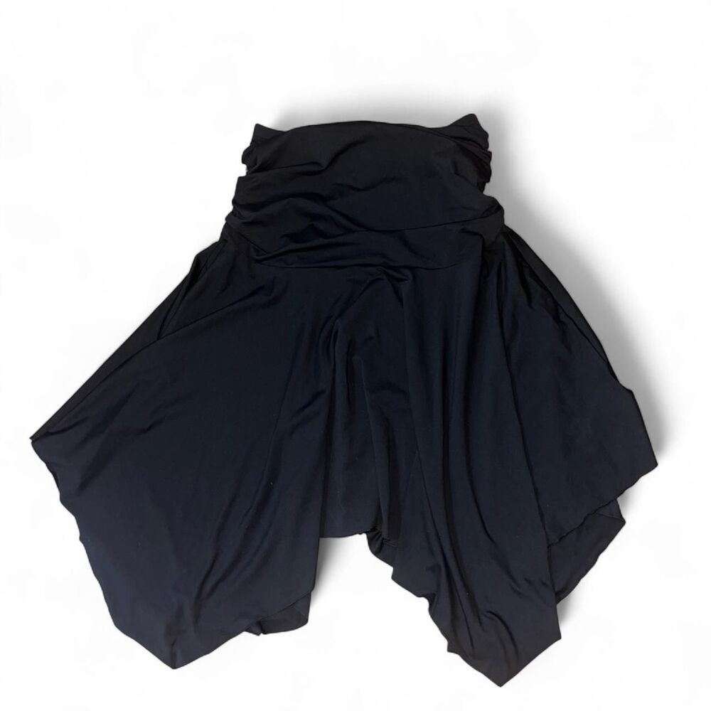 Aralina Women's Black Rusched Asymmetrical Midi Skirt SZ L